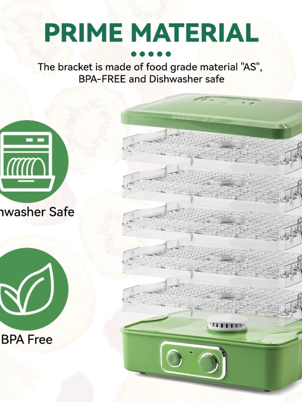 PUKOMC Food Dehydrator BPA-Free Stackable Tray Adjustable Temperature - Picture 5 of 7